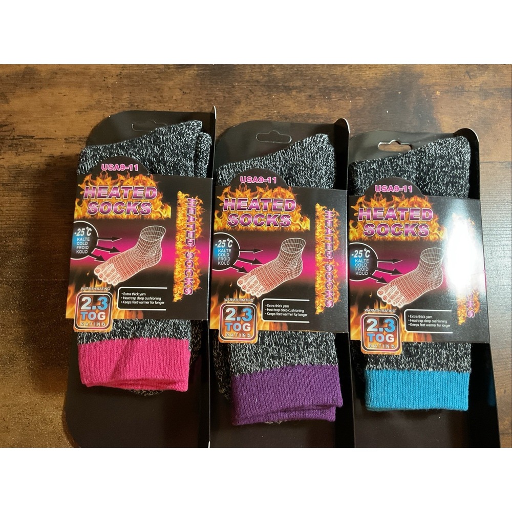 Bundle Of 3 Women's Heated Sock TOG 2.3 Size 9-11‎ Extra Thick Yarn